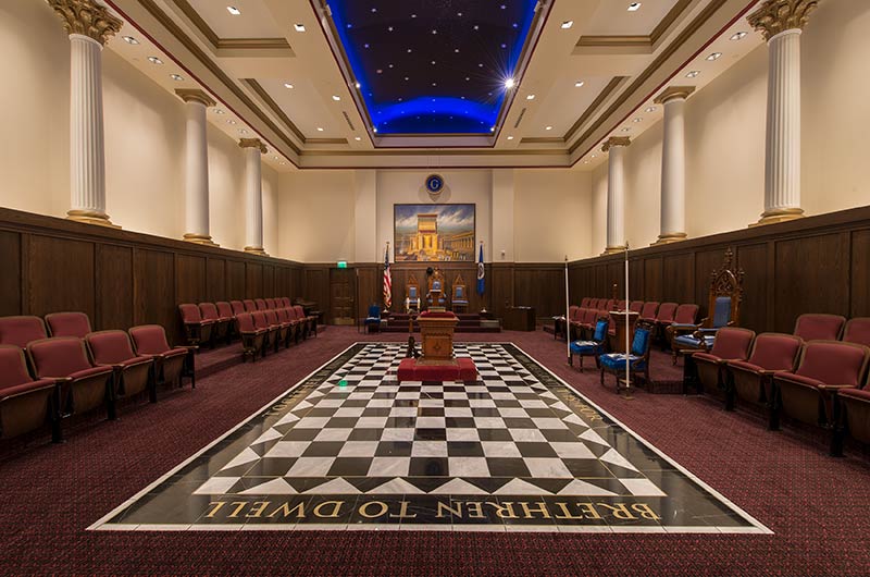 Freemasonry members gathered at a Masonic Lodge